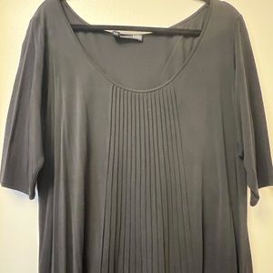Eileen Fisher 1XL Black Boat Neck Ribbed Tunic